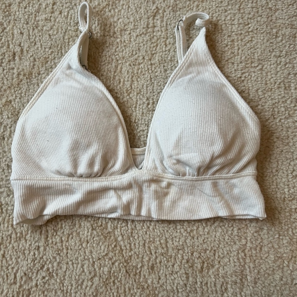 Women's Cream Ribbed Bralette